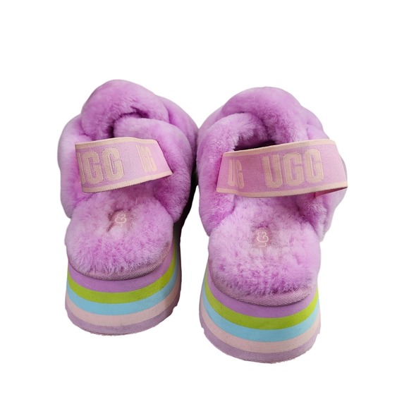 UGG Disco Knot Slide Purple Sky Pink Rainbow Platform Sandals 1120960 Sz 9 - Picture 9 of 10